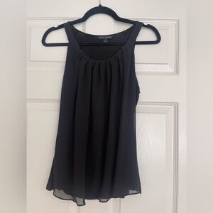 Banana Republic Black Gathered Neck Tank Top